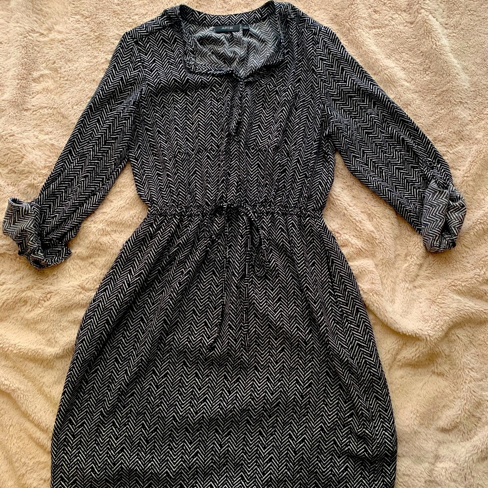 Black and white knee length dress